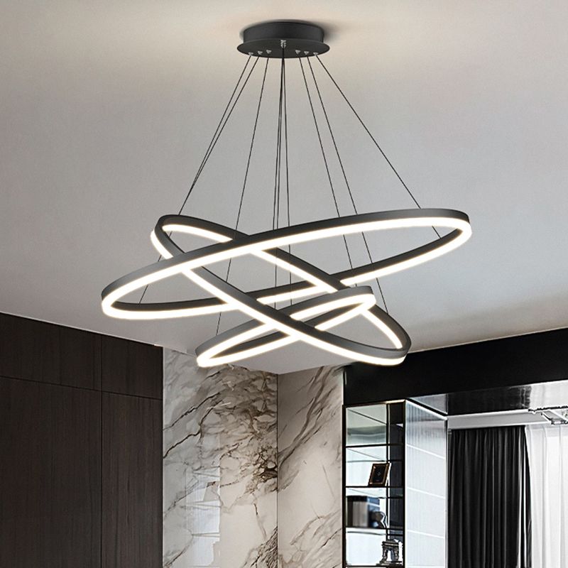 Gudolor 3-Rings Black Black Modern Pendant Light