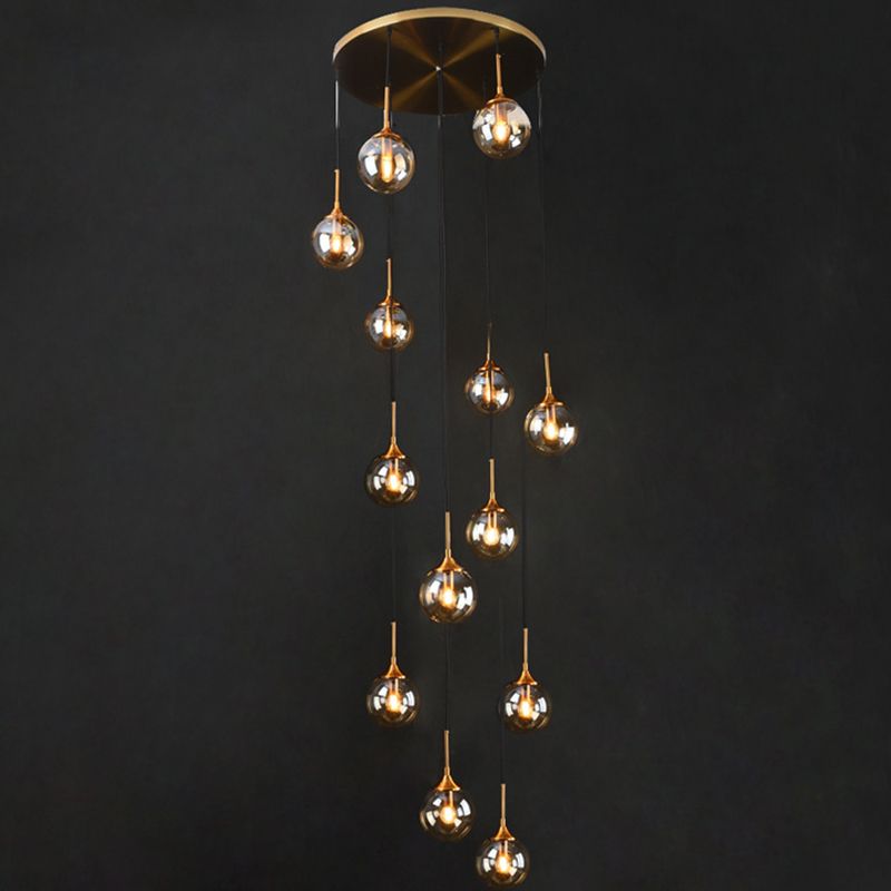 Givares Modern Spiral Ball Glass Staircase Chandelier