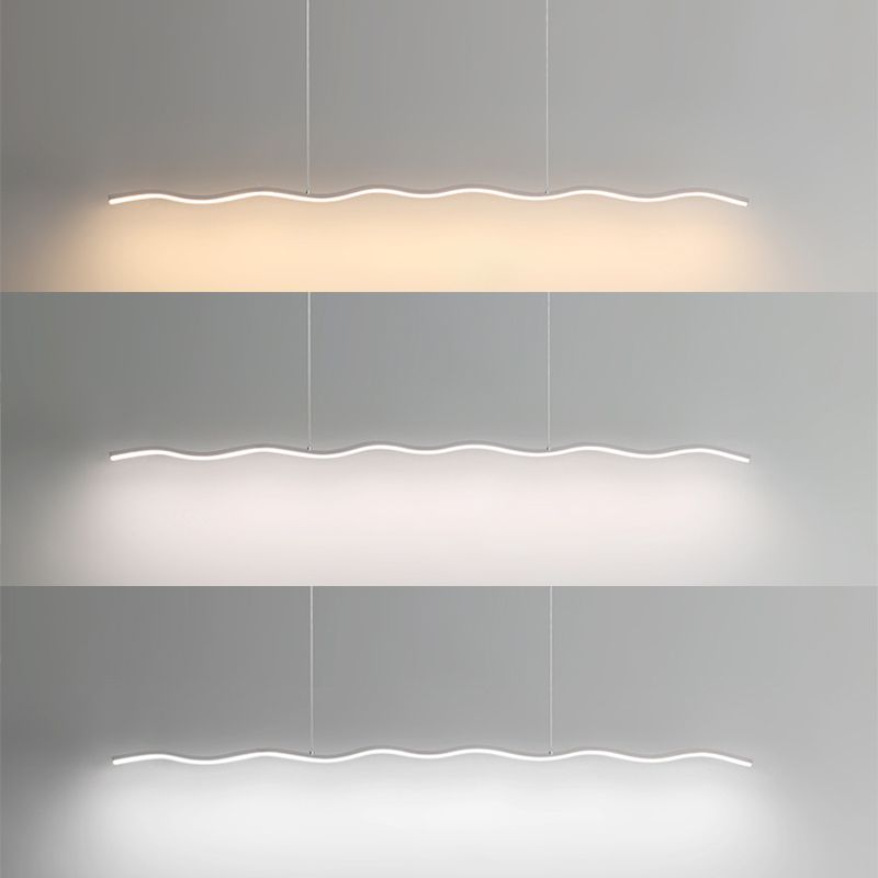 Tusudod Wave Linear Pendant Light, Black/White