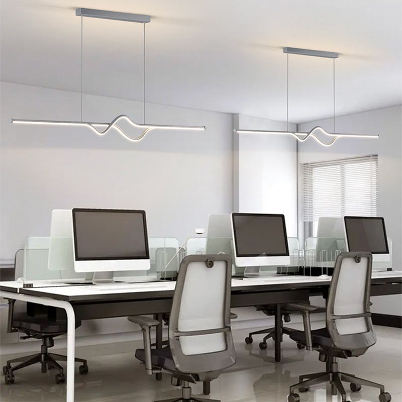 Hinugek Modern Linear Metal Pendant Light, Black/White/Grey