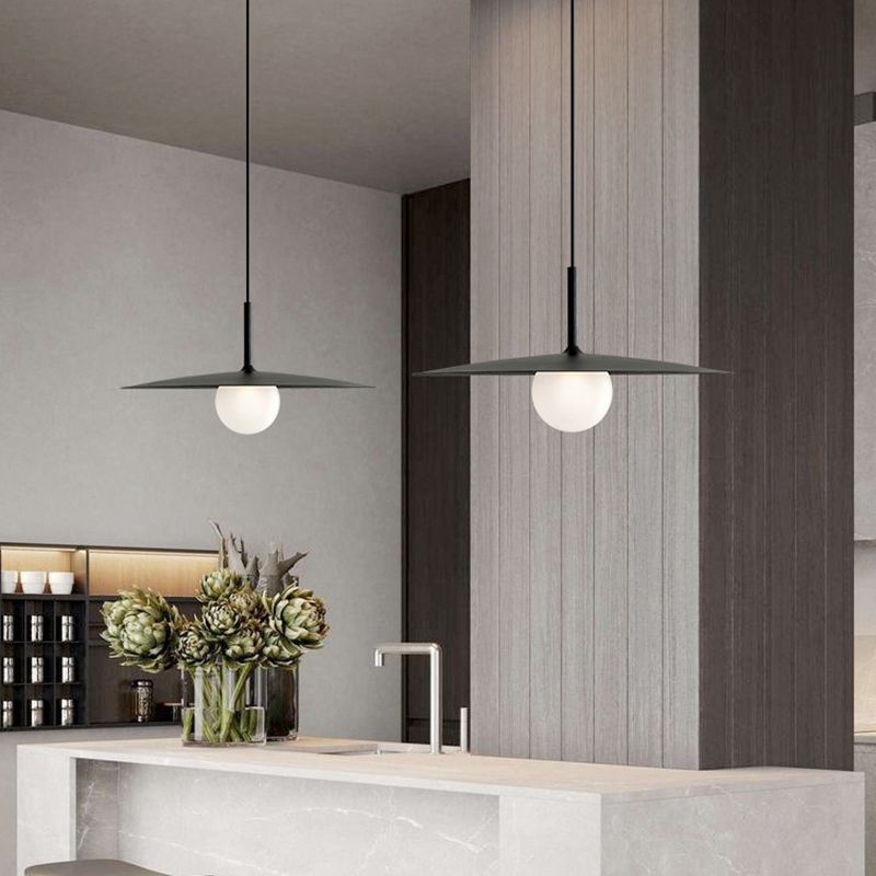 Cilisat Modern Dish-shaped Metal Pendant Light, Black/White/Grey