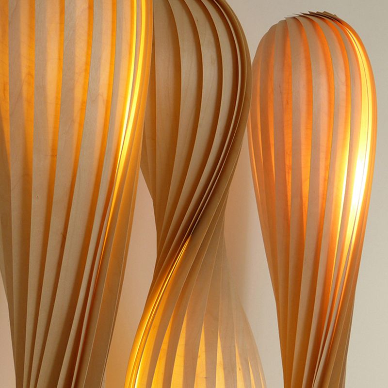 Molekut Modern Twisted Wood Floor Lamp, Wood Color