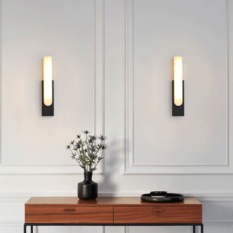 Bopuget Modern Rectangular Stone Metal Wall Lamp