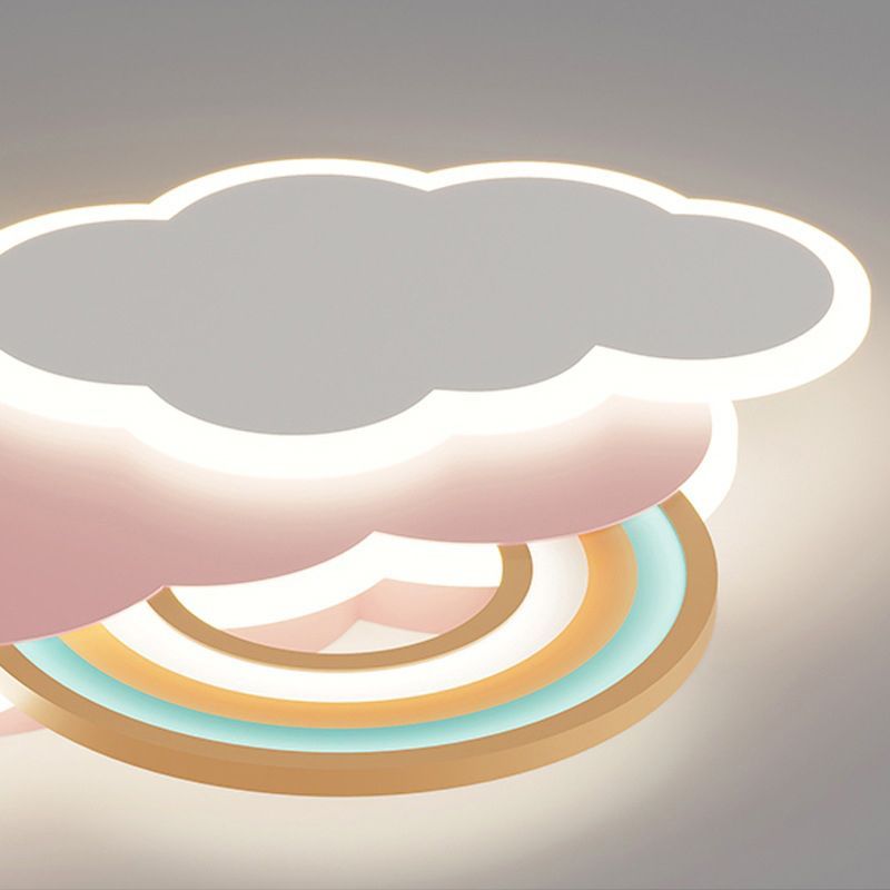 Resemid Modern Cloud/Rainbow Flush Mount Ceiling Light Pink/White