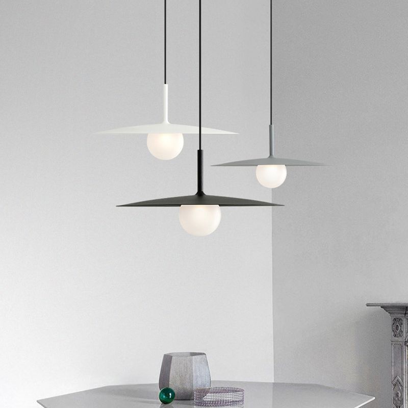 Cilisat Modern Dish-shaped Metal Pendant Light, Black/White/Grey
