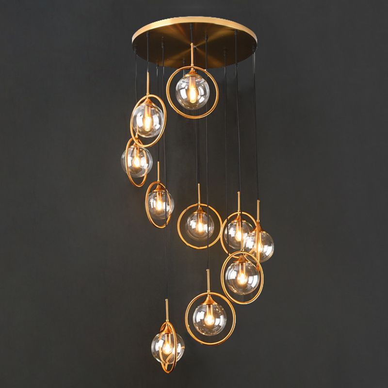 Givares Modern Spiral Ball Glass Staircase Chandelier