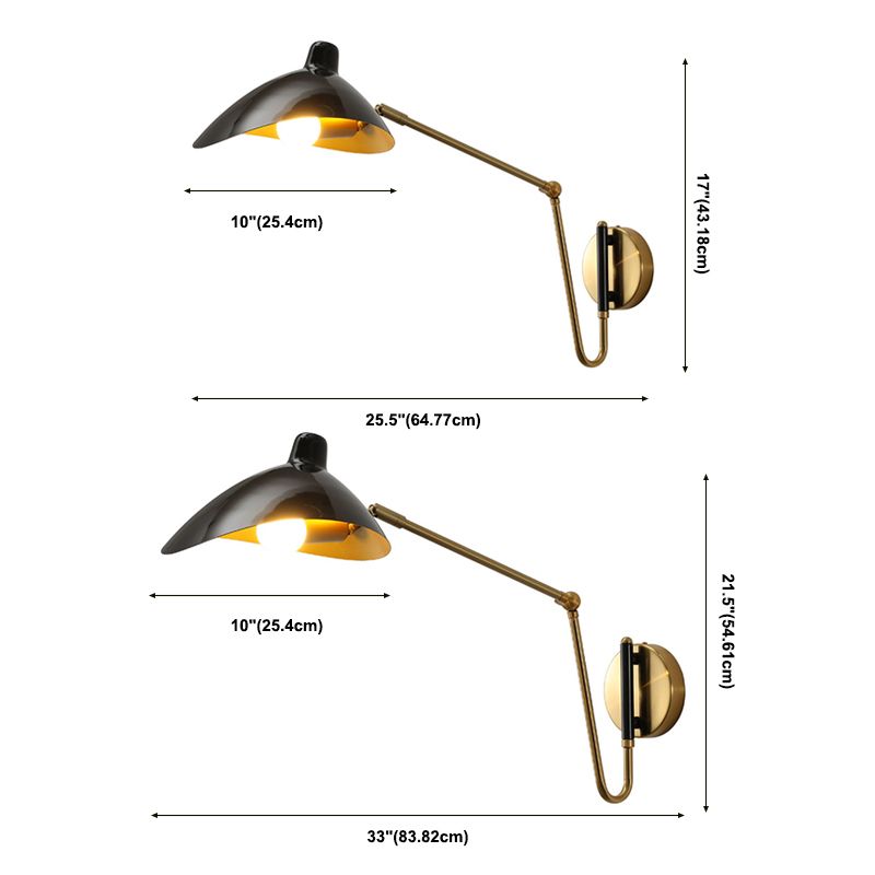 Faturor Industrial Swing Arm Vanity Wall Lamp, Black/Gold