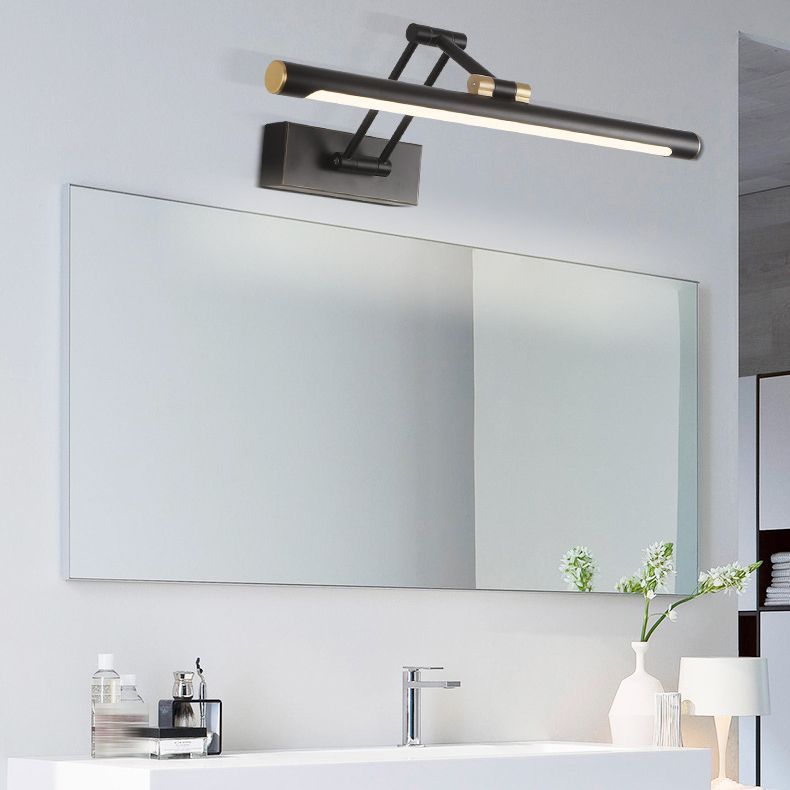 Hukatol Modern Adjustable Mirror Front Vanity Metal LED Wall Lamp, Black/White