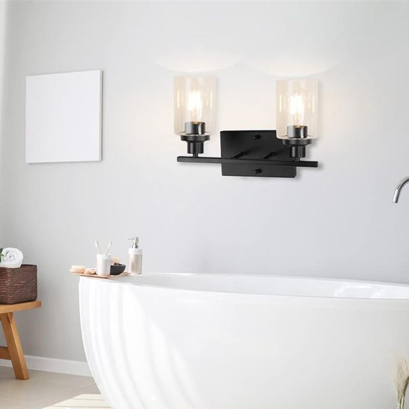 Rumorot Modern Mirror Front Black Vanity Wall Lamp, Metal/Glass