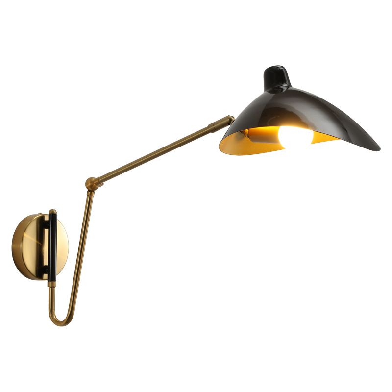 Faturor Industrial Swing Arm Vanity Wall Lamp, Black/Gold
