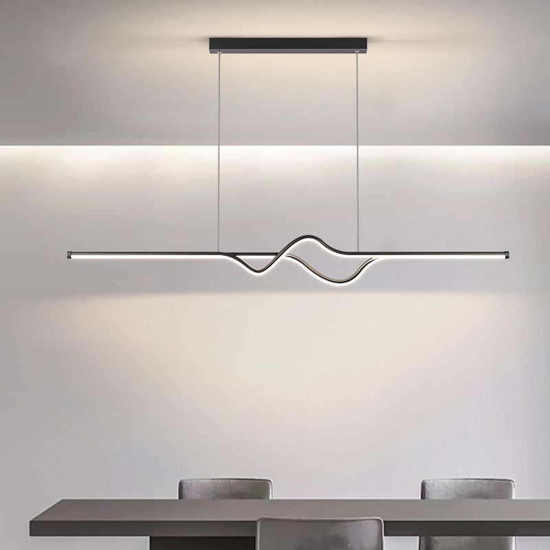 Hinugek Modern Linear Metal Pendant Light, Black/White/Grey