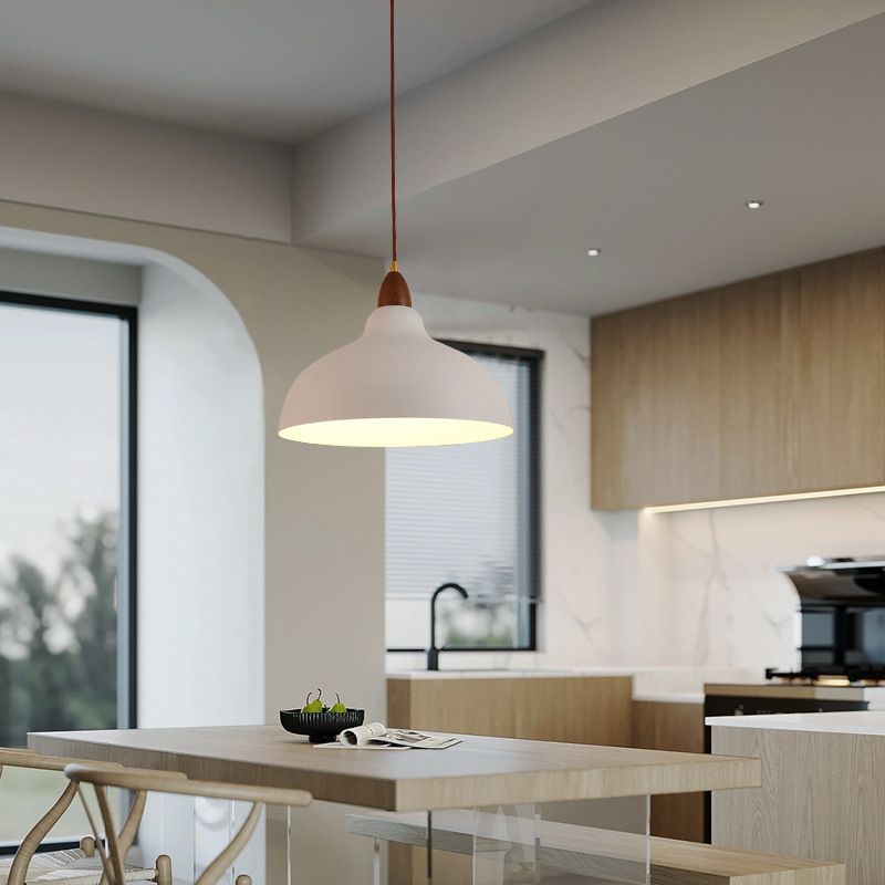 Wavudan Modern Bowl-shaped Metal Pendant Light, Black/White