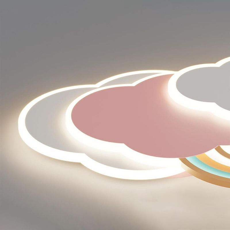 Resemid Modern Cloud/Rainbow Flush Mount Ceiling Light Pink/White