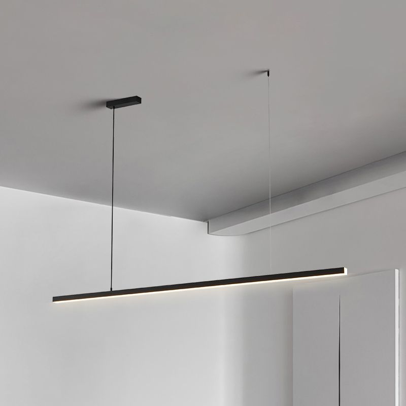Jeketas Minimalist Linear Metal Pendant Light, White/Black