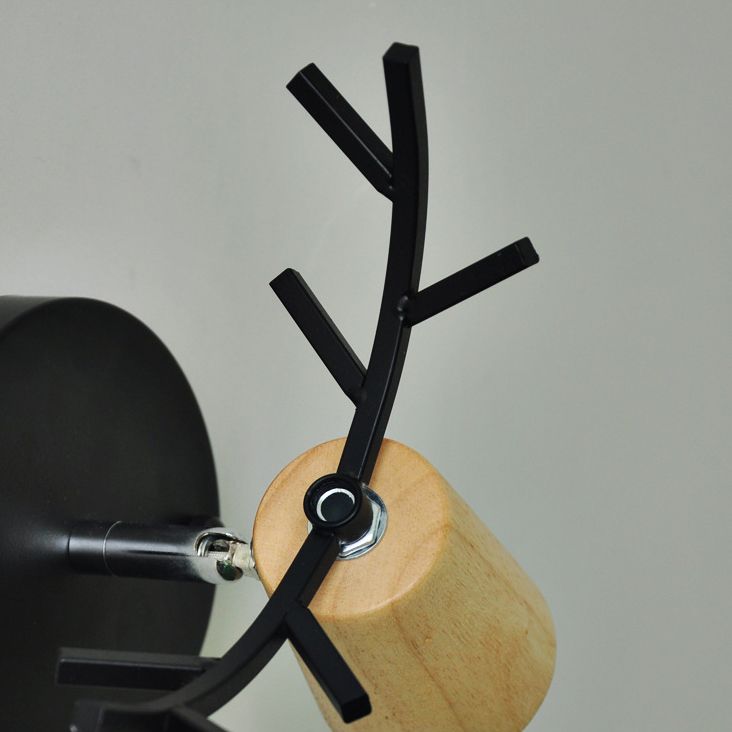 Tasemak Modern Antler Wood/Glass Wall Lamp, Bedroom/Bathroom