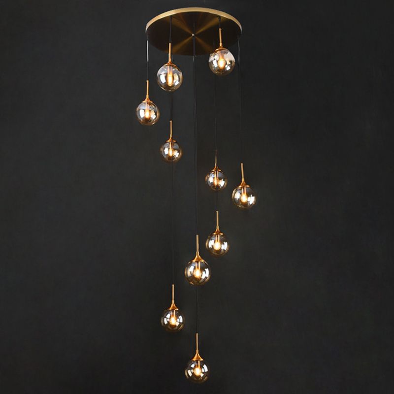 Givares Modern Spiral Ball Glass Staircase Chandelier