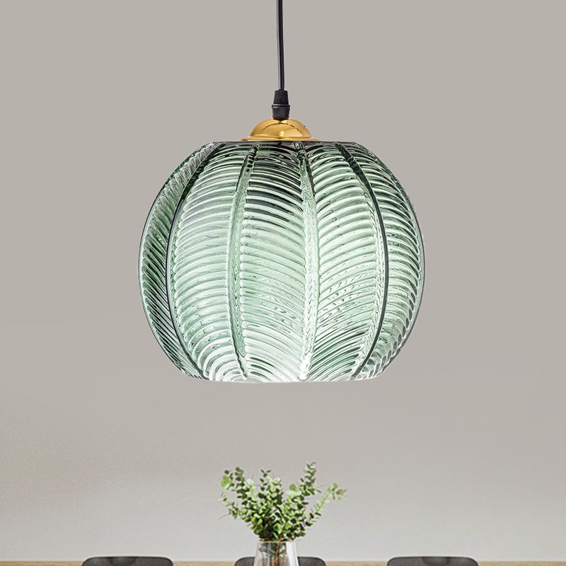 Nigiled Green Nordic Artistic Ribbed Glass Pendant Light