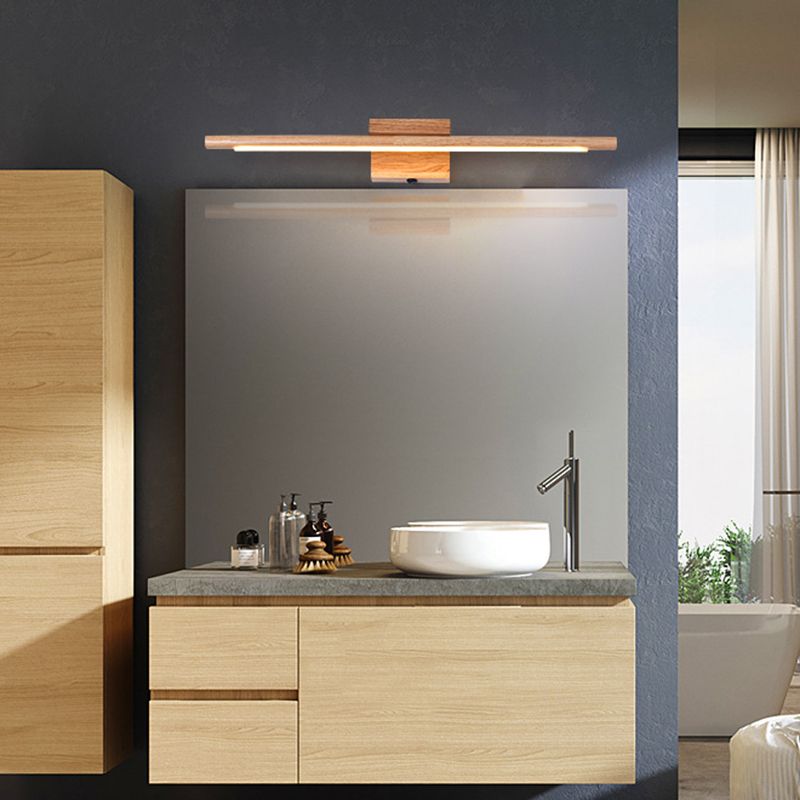 Zisolud Nature Wood Linear Mirror Front Vanity Wall Lamp