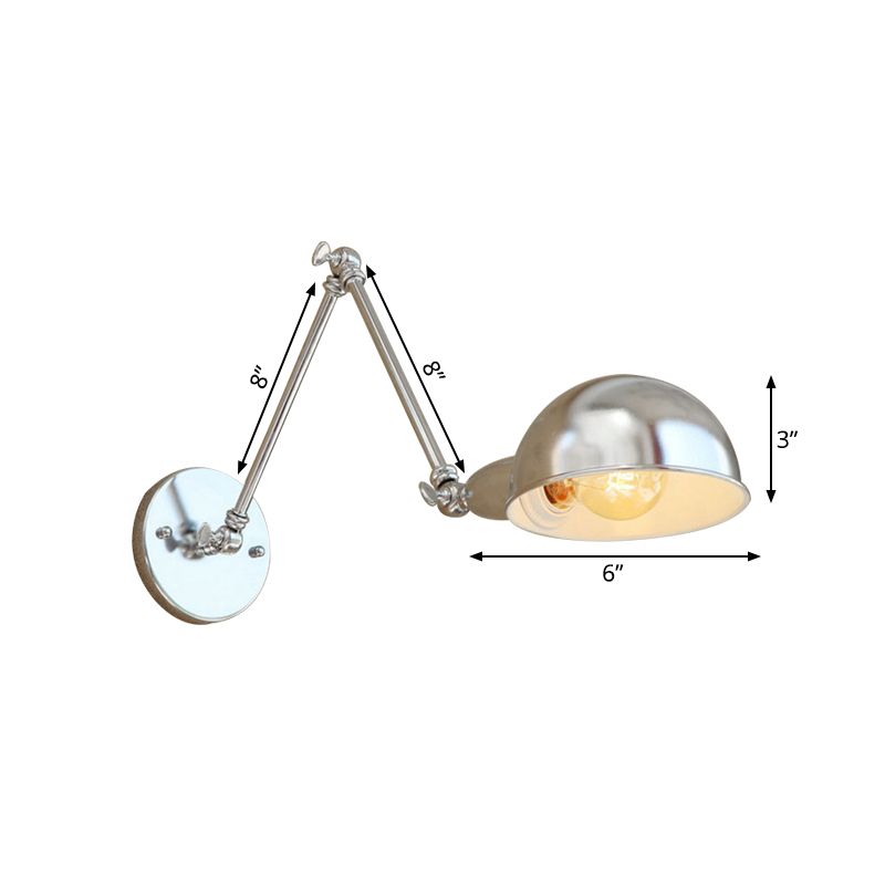 Ligales Wall Lamp Dome Minimalist, Adjustable Metal, Silver, Bedroom
