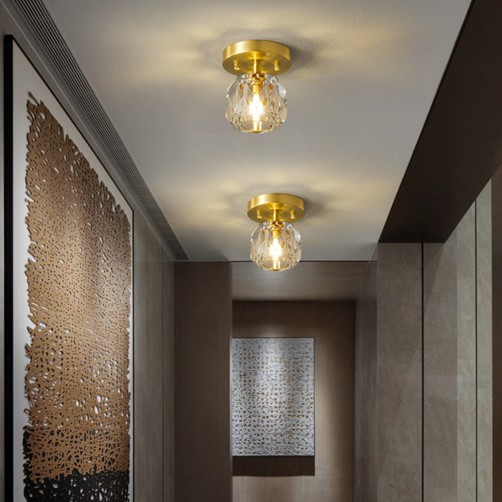 Lebomen Luxury Diamond Metal/ Flush Mount Ceiling Light, Gold