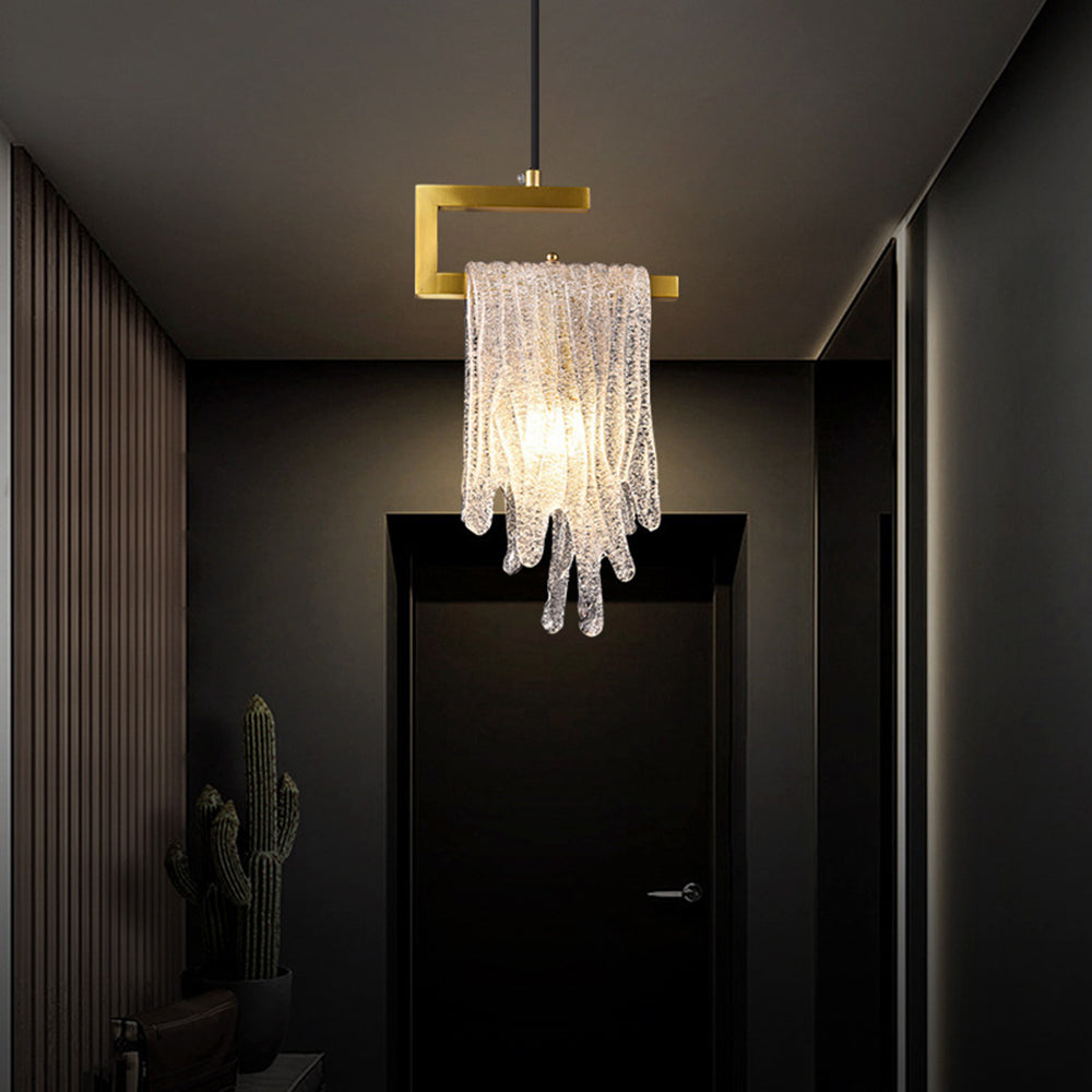 Jenilet Modern Flowing Jelly Pendant Light, Gold, Crystal/Brass