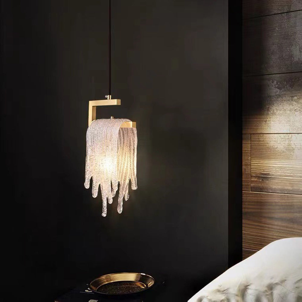 Jenilet Modern Flowing Jelly Pendant Light, Gold, Crystal/Brass