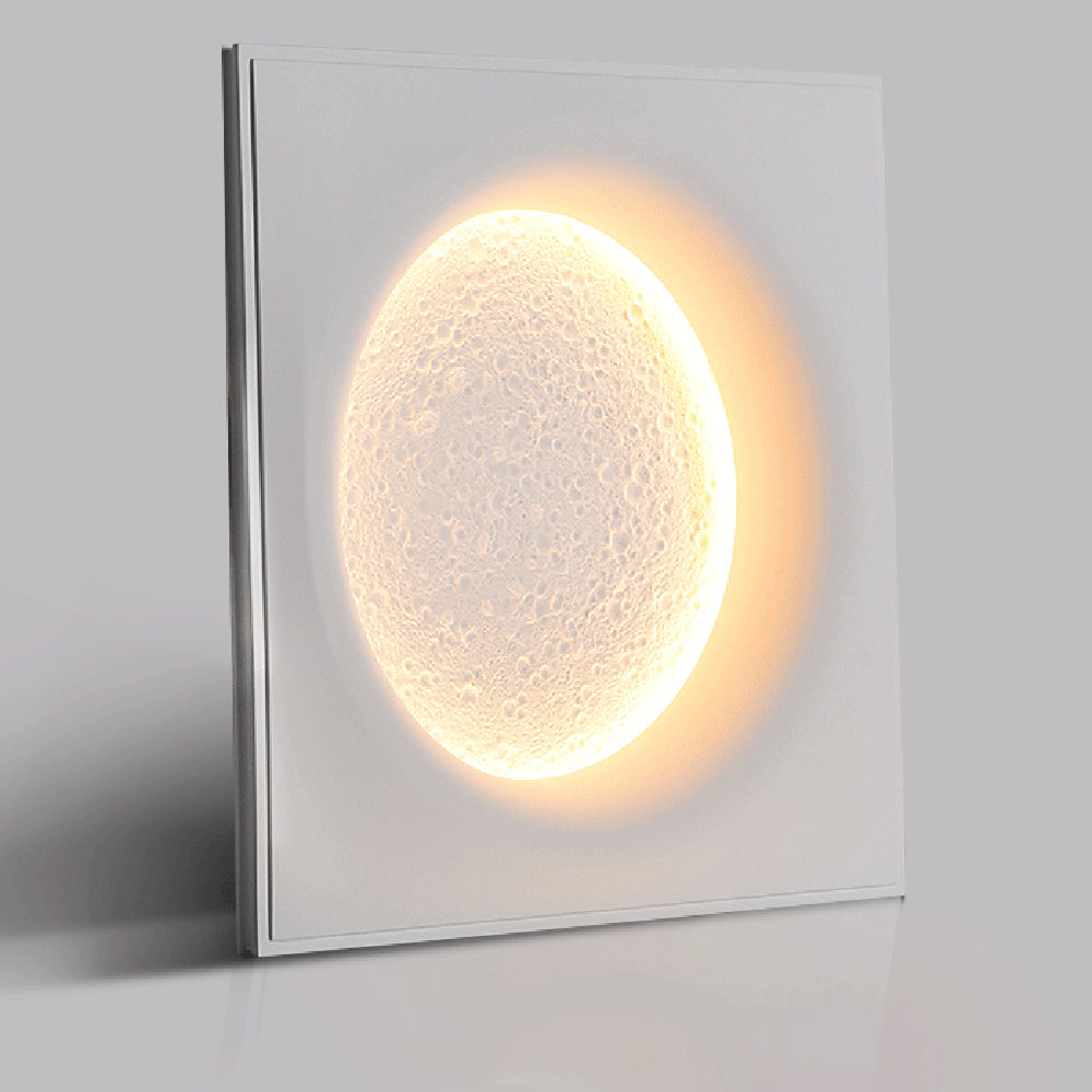 Fupenud Decorative Moon Metal/Gypsum Wall Lamp, White