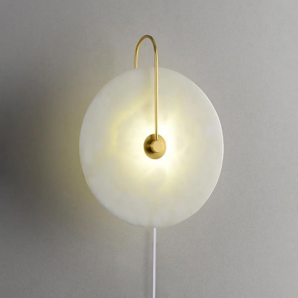 Albeaine Alabaster Globe Plug Wall Lamp