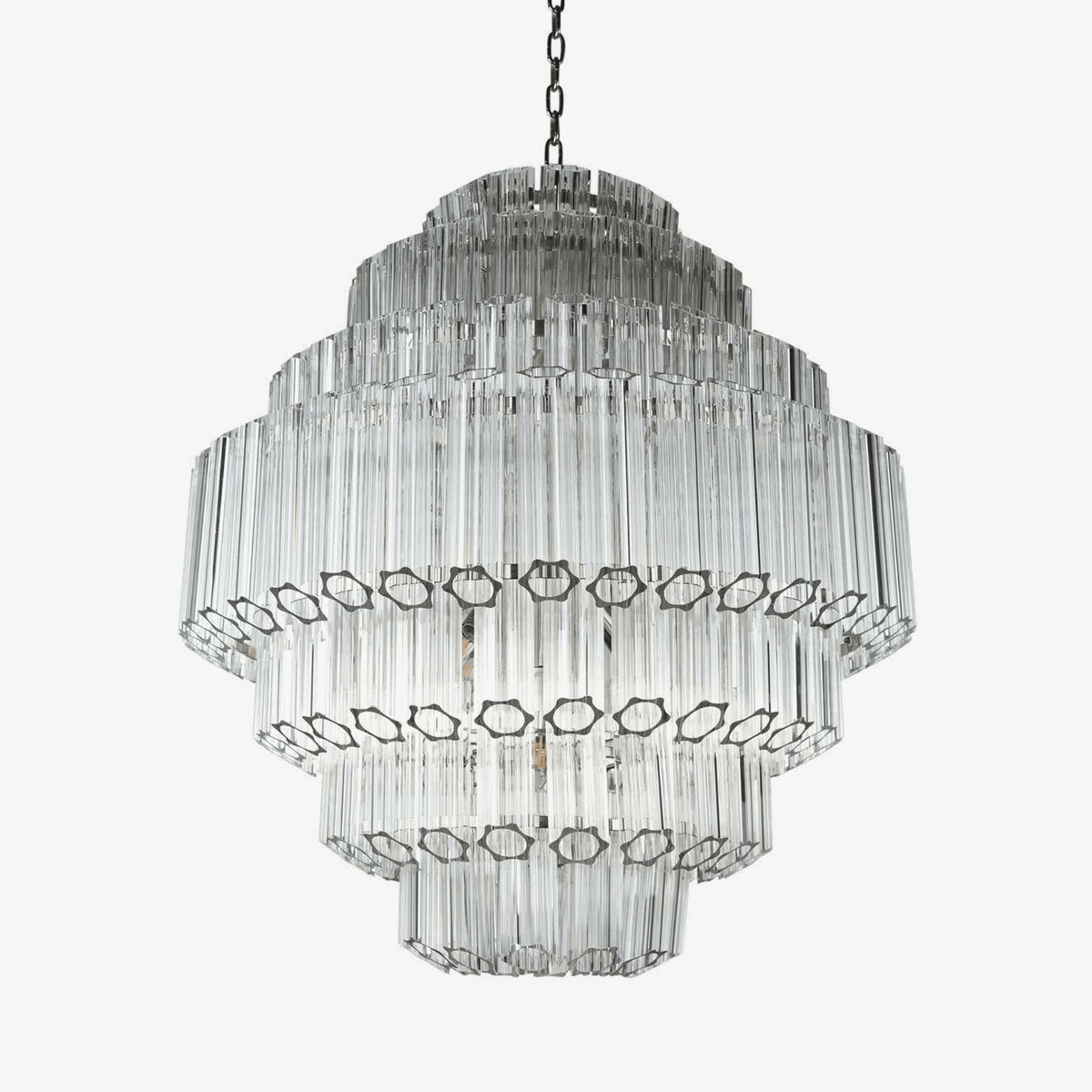 Celeaine Chandelier Clear Glass Tube Layered Grande Vintage