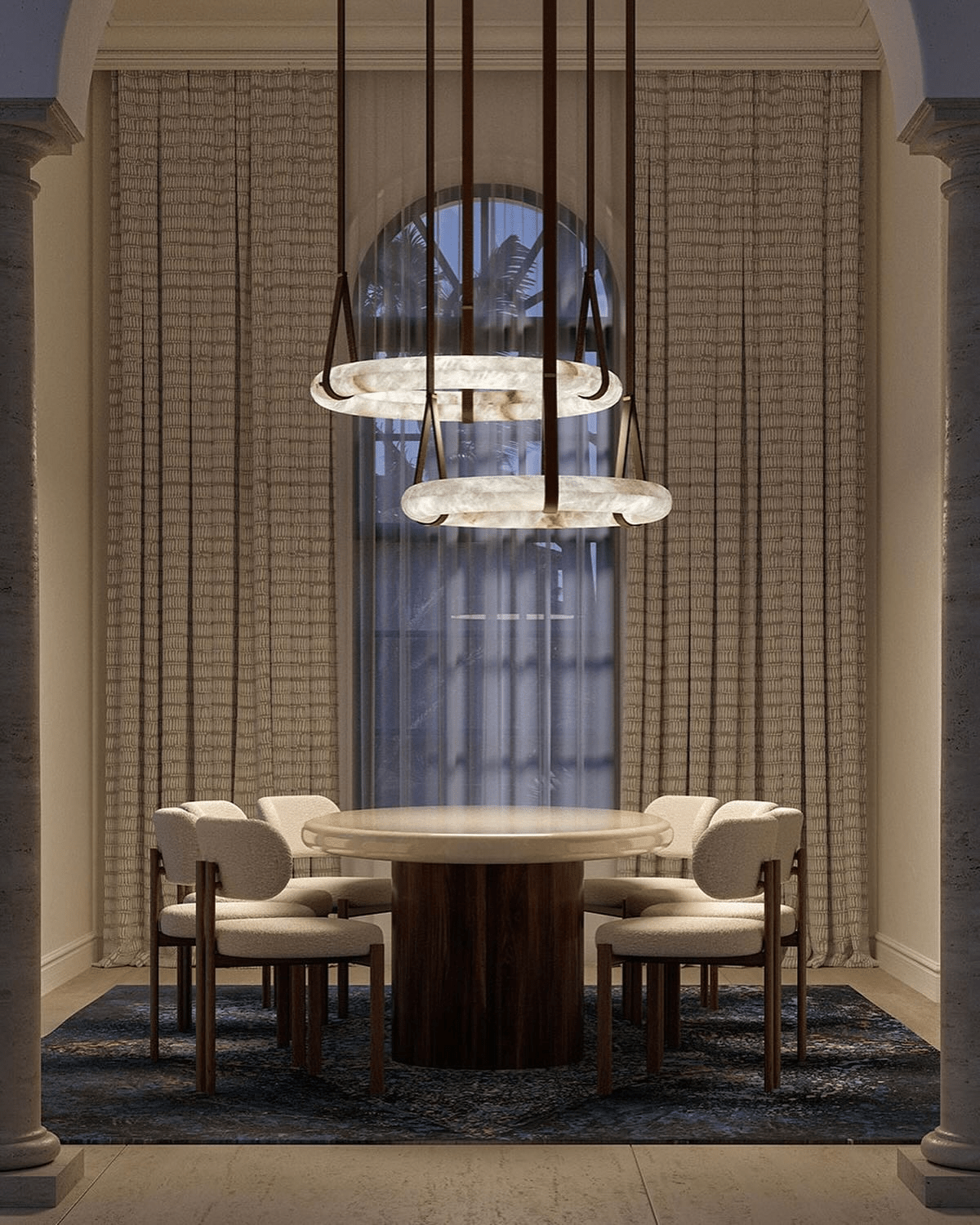 Tarys Alabaster Chandeliers  Ring Leather Strap Version B