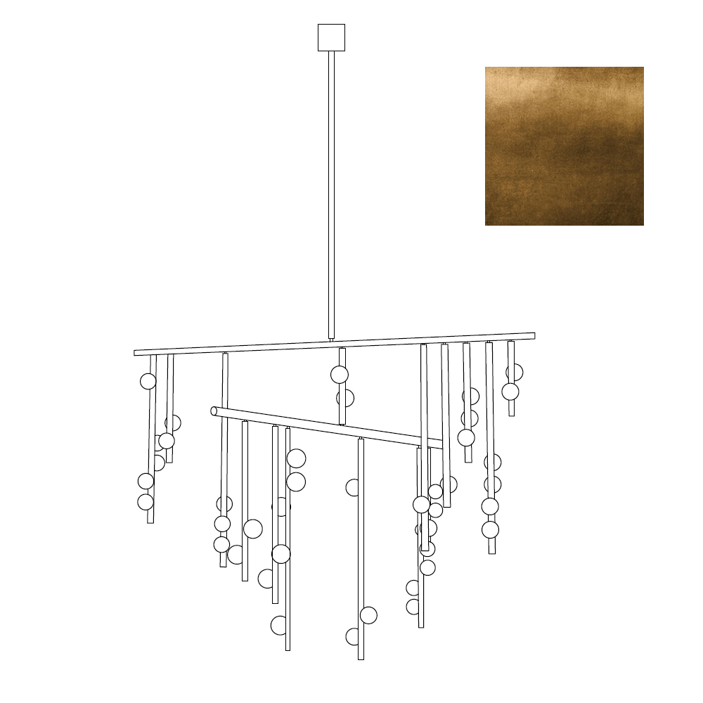 Bara Geometric Brass Linear Pendant Light Chandelier