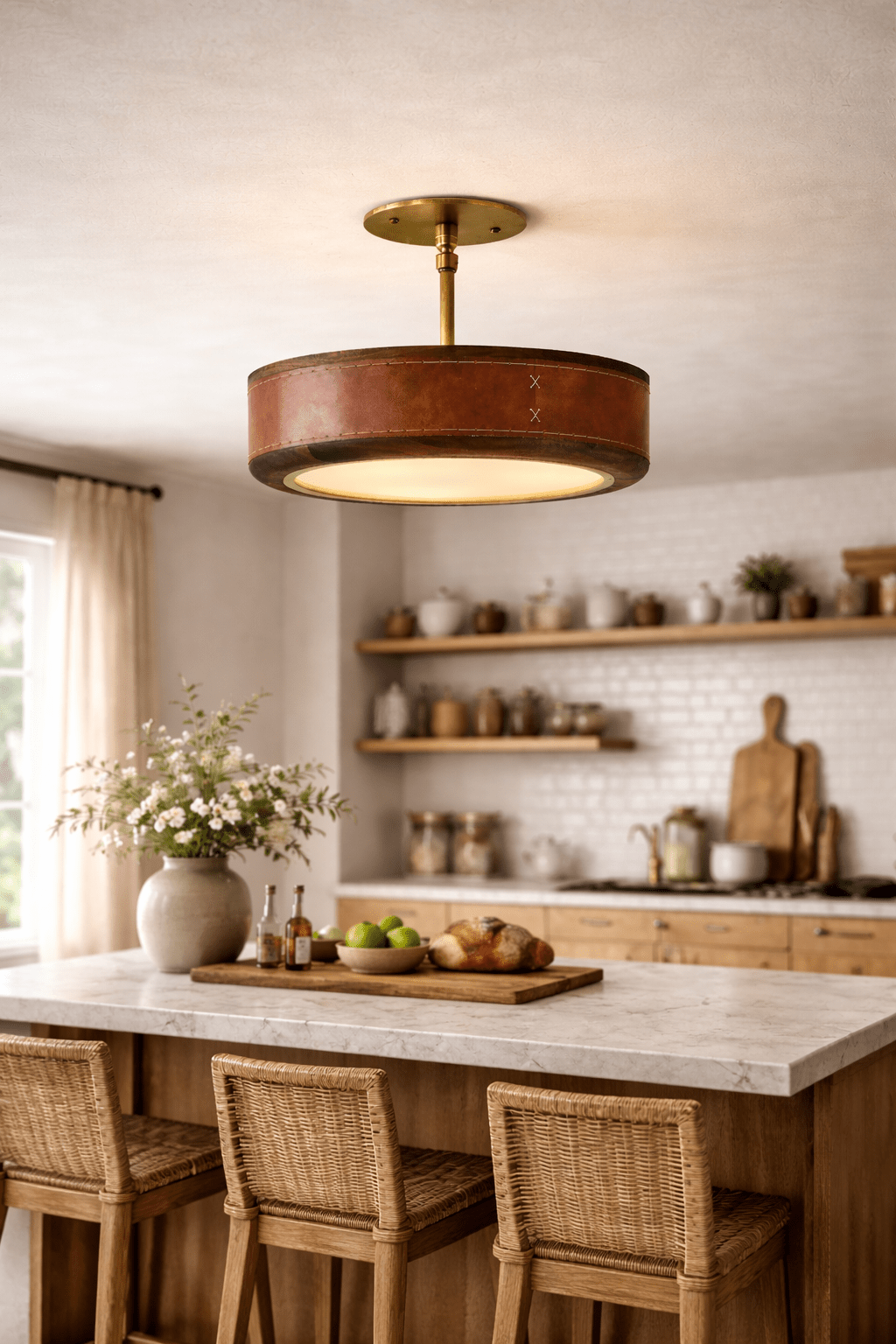 Marlowe Crafted Leather Ceiling Light