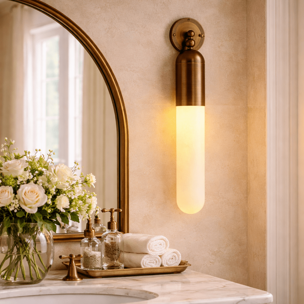 Celyn Alabaster Sculpted Tube Wall Sconce