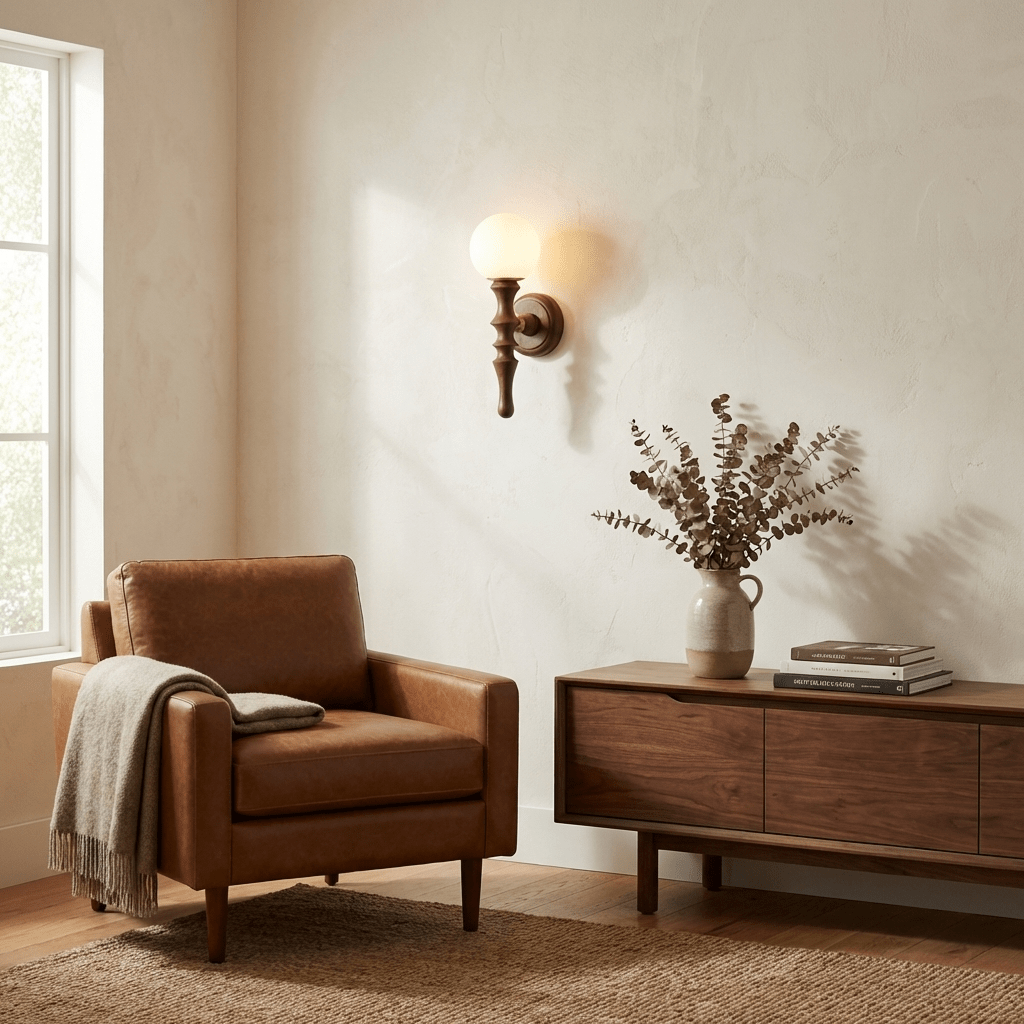 Rinelaine Wood Globe Wall Lamp