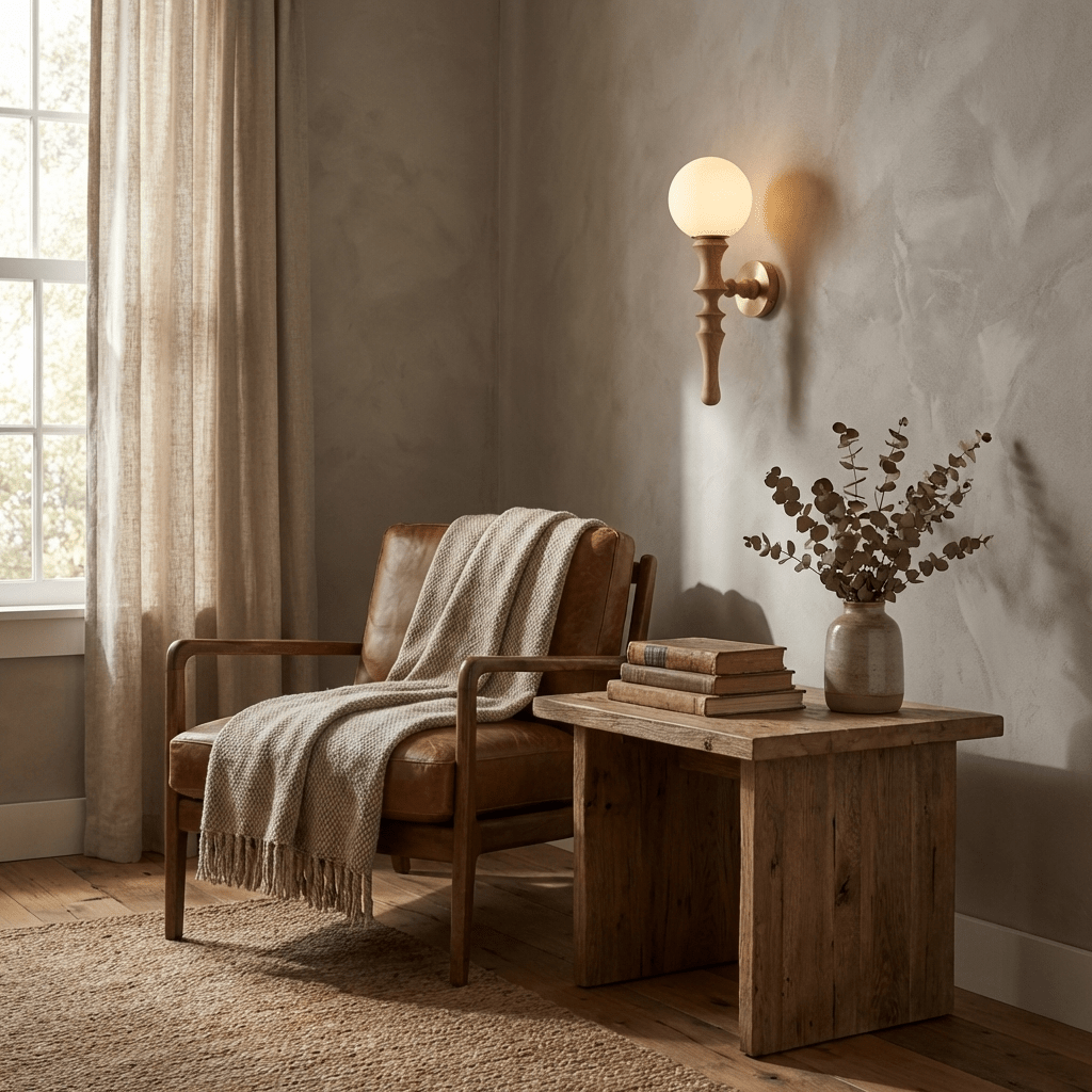Rinelaine Wood Globe Wall Lamp