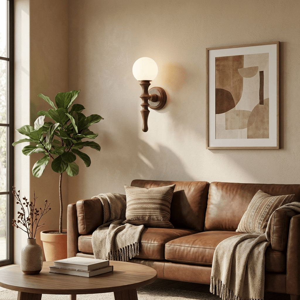 Rinelaine Wood Globe Wall Lamp