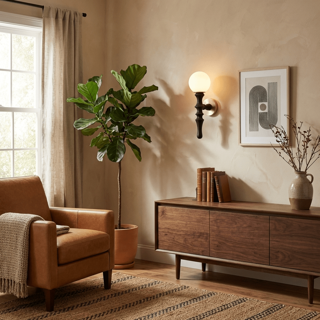 Rinelaine Wood Globe Wall Lamp