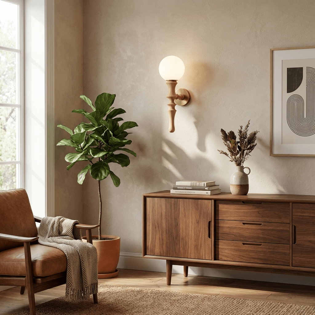 Rinelaine Wood Globe Wall Lamp