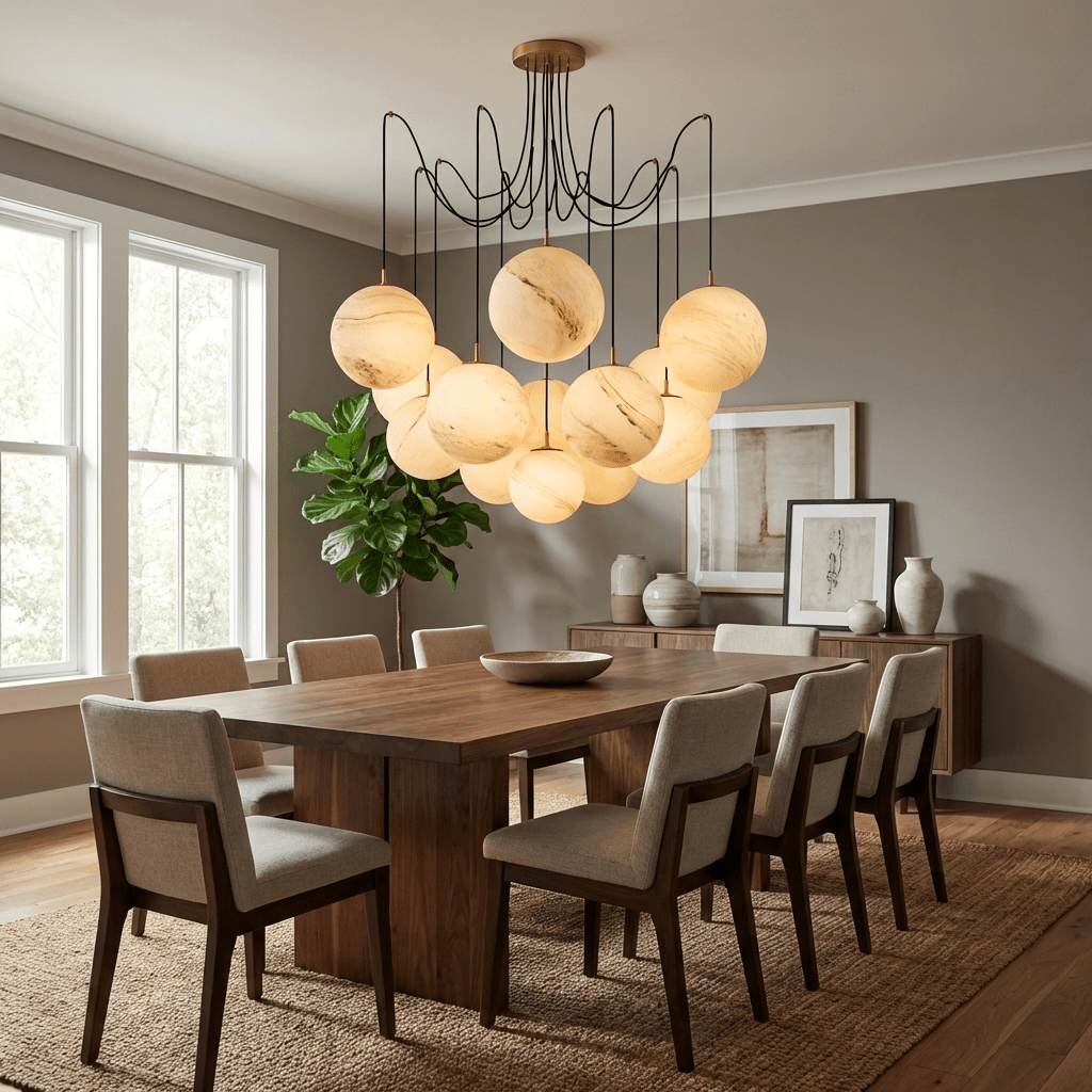 Nivivena Celestara Alabaster Orb Chandelier