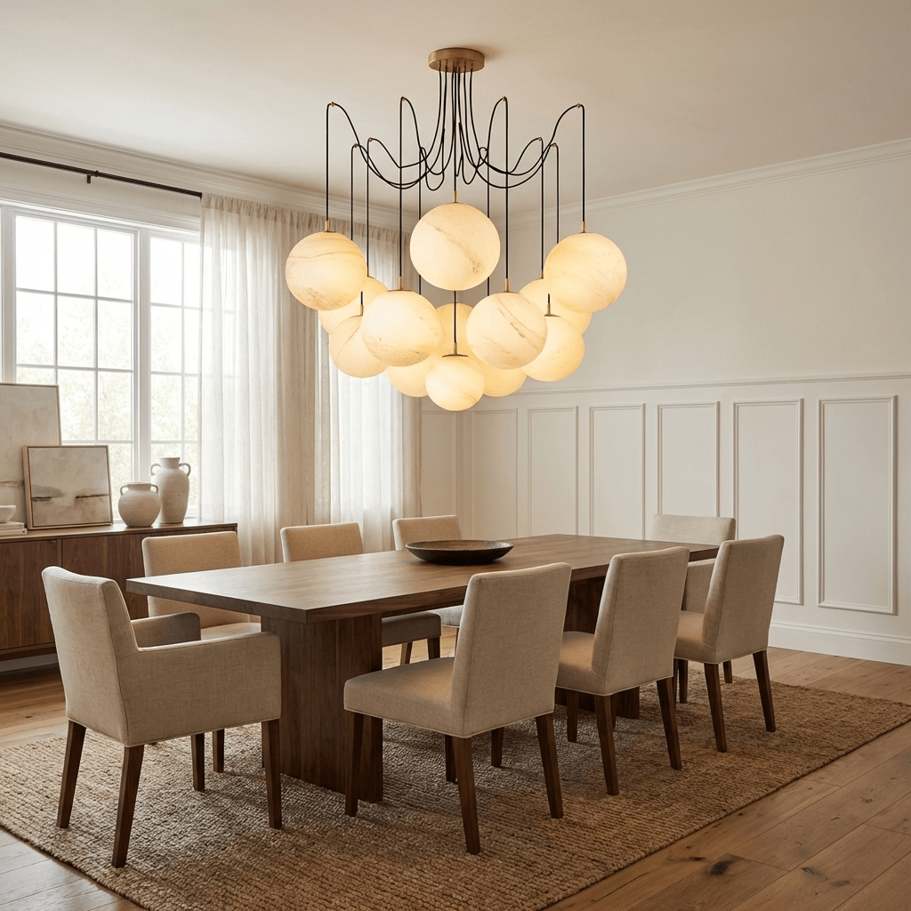 Nivivena Celestara Alabaster Orb Chandelier