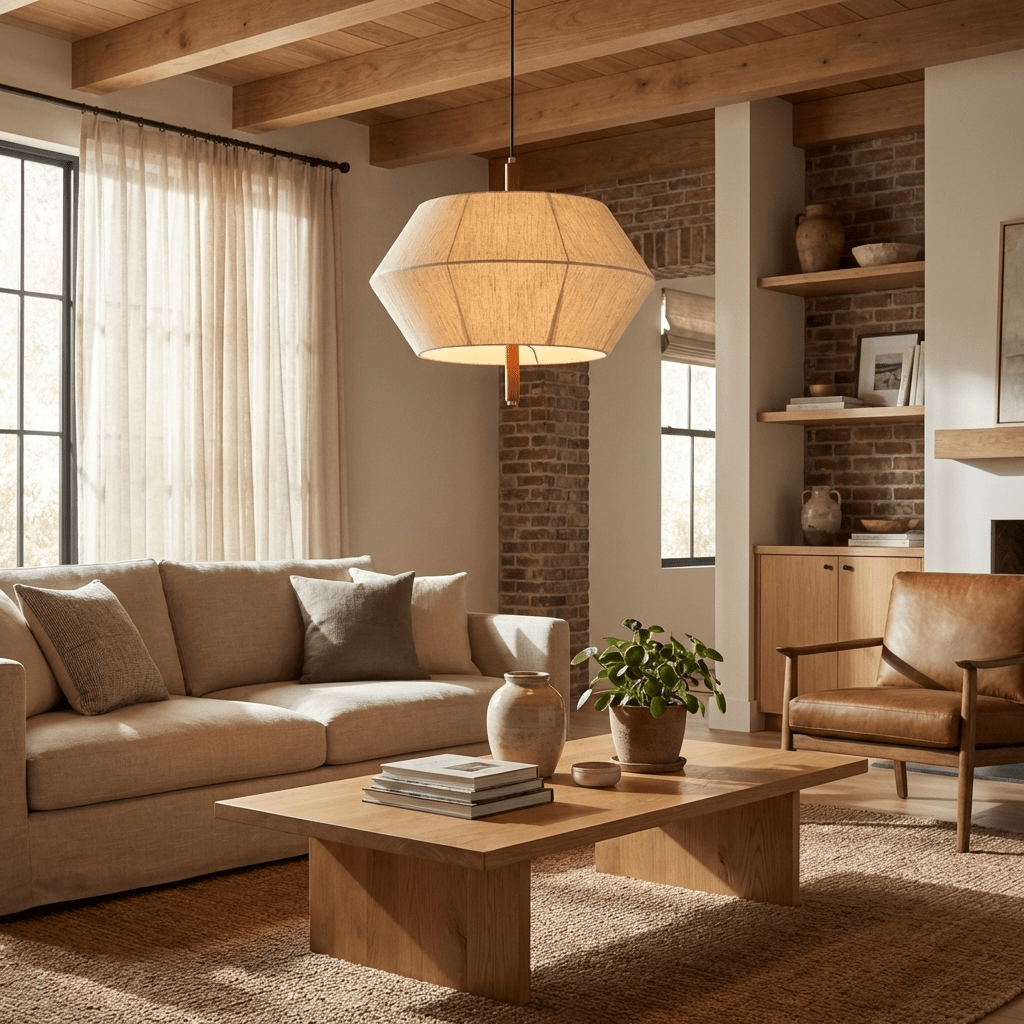 Serivia Linen Geometric Pendant Lamp