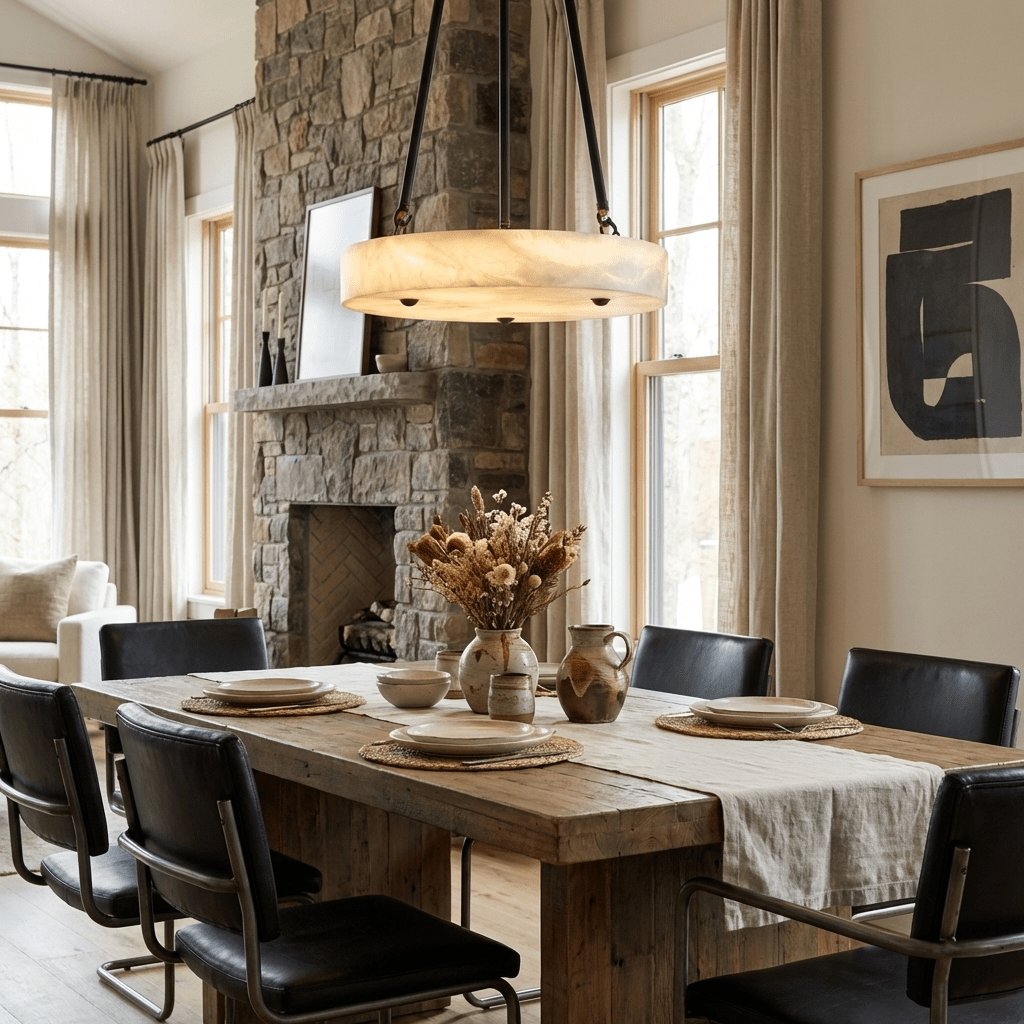 Valcair Alabaster Disc Pendant Light