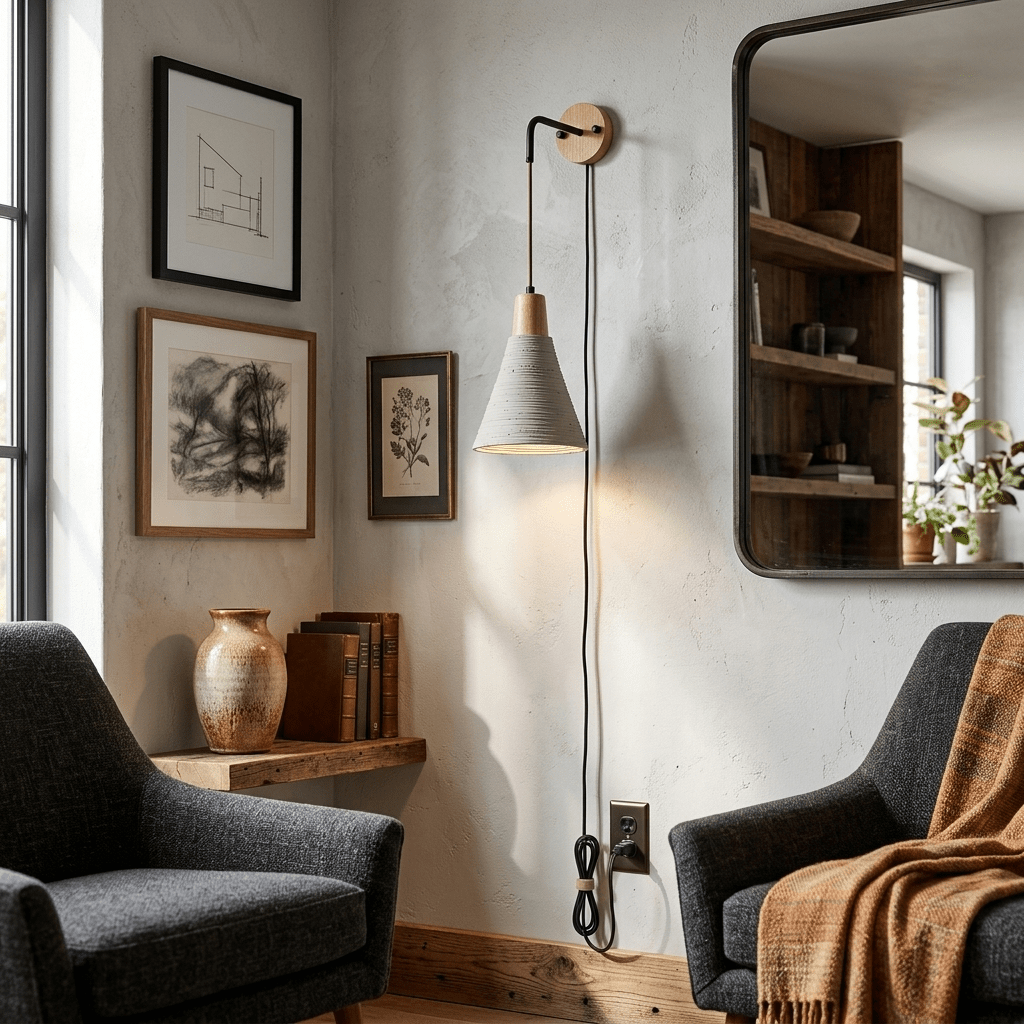 Calorella Microcement Plug-in Wall Lamp
