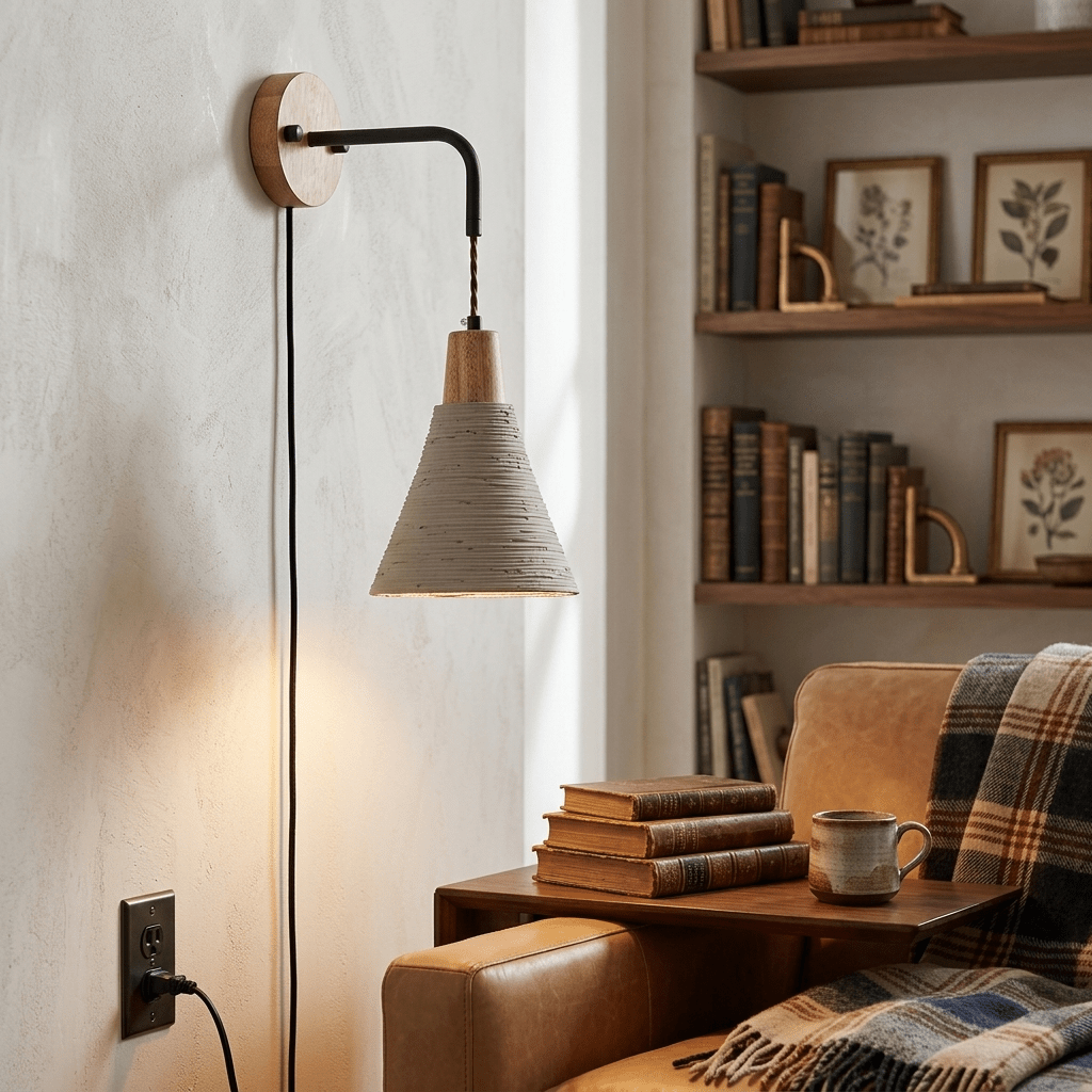 Calorella Microcement Plug-in Wall Lamp