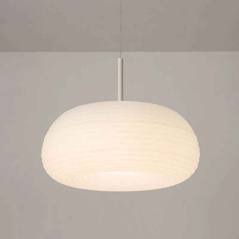 Zoriel Pendant Light White Glass Drum Shape-Relic Pieces