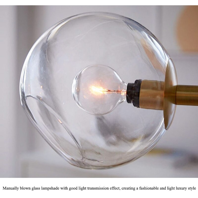 Copates Modern Glass Globe Bubble Pendant Light Black/Gold