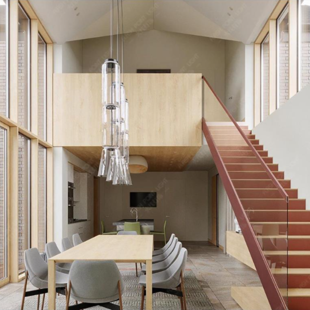 Kanedum Minimalist Combination Glass Pendant Light, Clear