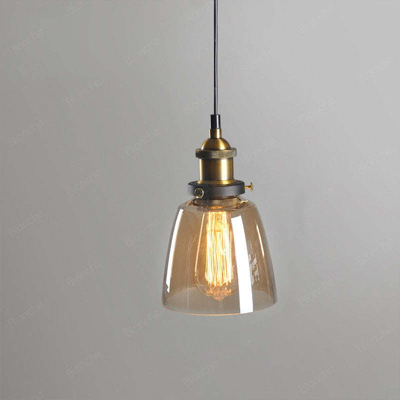 Teni Industrial Glass Pendant Light Clear/Amber/Smoke Grey-Relic Pieces