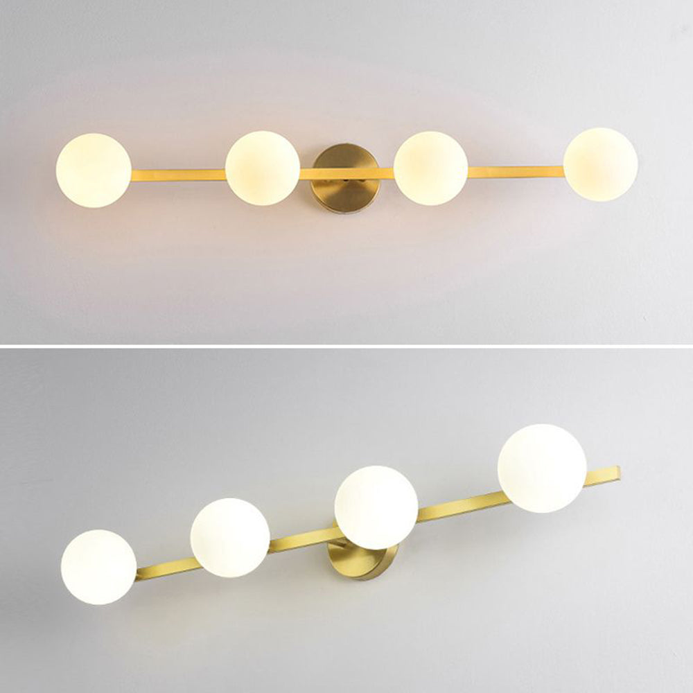 Lomisek Retro Globe Linear Metal/Glass Wall Lamp, Gold, Bathroom
