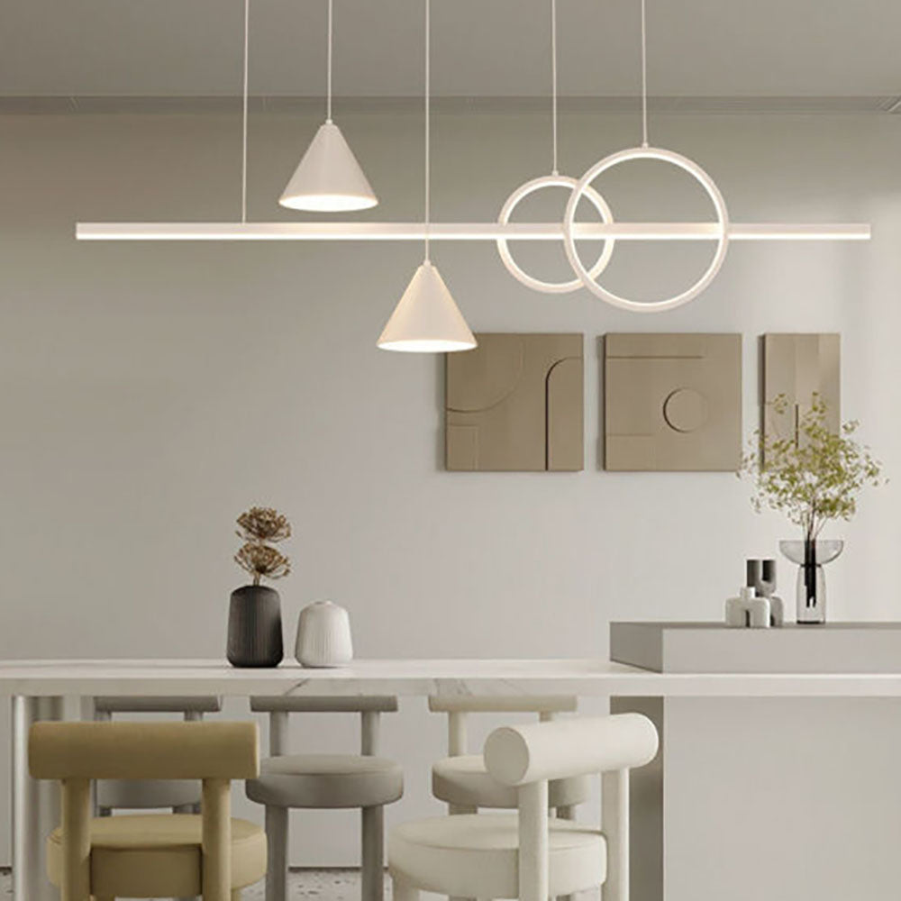 Ropodin Contemporary Geometric Style Linear Metal Pendant Light White/Black